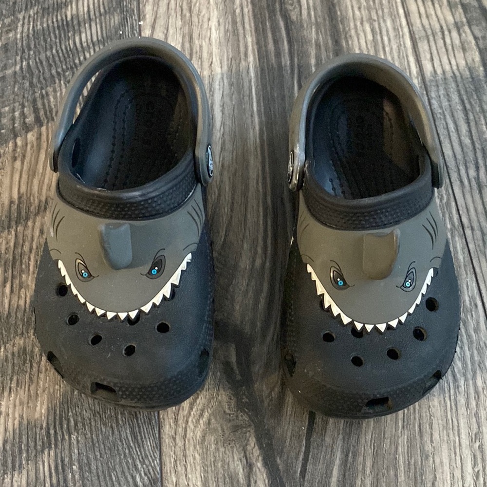 Shark Crocs- toddler size 9